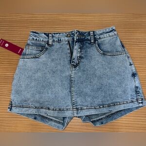 Blue Denim High-Waisted Shorts